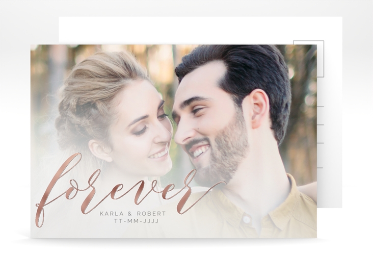 Save the Date-Postkarte Promise A6 Postkarte weiss rosegold