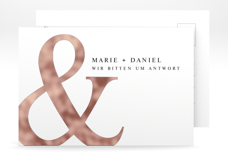 Antwortkarte Hochzeit And A6 Postkarte weiss rosegold