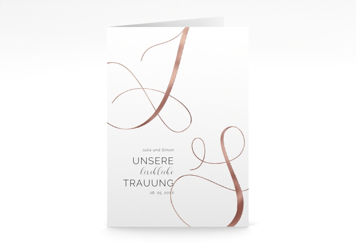 Kirchenheft Hochzeit Eheschließung A5 Klappkarte hoch weiss rosegold
