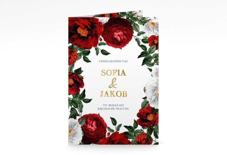 Kirchenheft Hochzeit Florista A5 Klappkarte hoch weiss gold