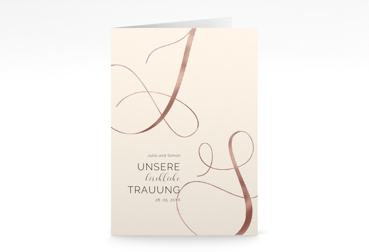 Kirchenheft Hochzeit Eheschließung A5 Klappkarte hoch beige rosegold
