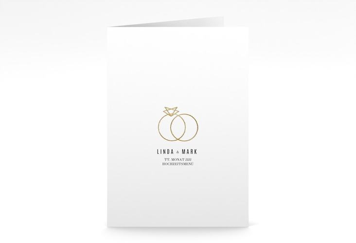 Menükarte Hochzeit Rings A5 Klappkarte hoch weiss gold