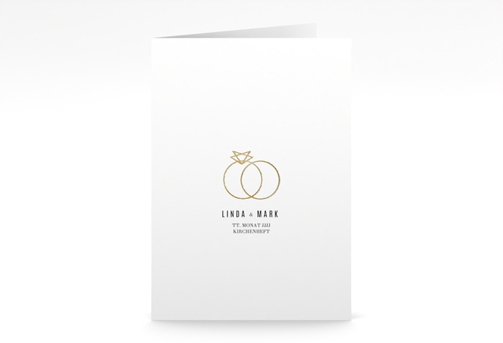 Kirchenheft Hochzeit Rings A5 Klappkarte hoch weiss gold