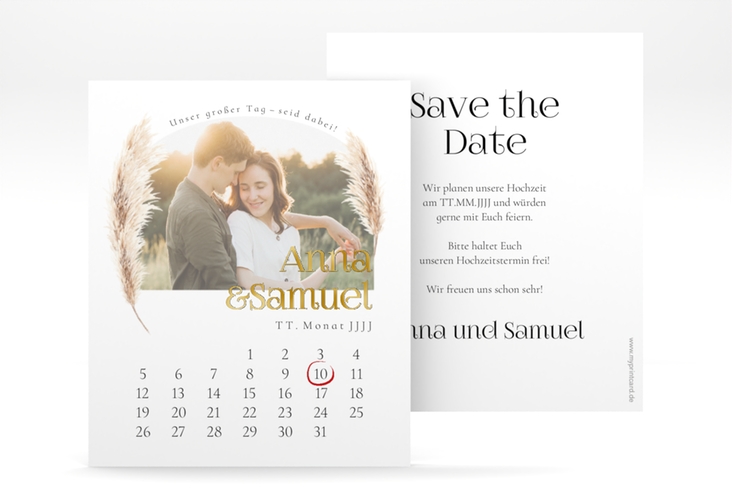 Save the Date-Kalenderblatt Boholove Kalenderblatt-Karte weiss gold