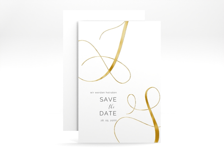 Save the Date-Karte Eheschließung A6 Karte hoch weiss gold