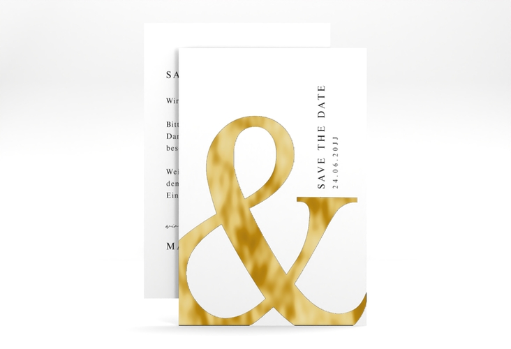 Save the Date-Karte And A6 Karte hoch weiss gold