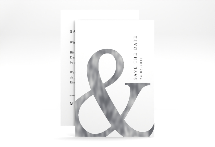 Save the Date-Karte And A6 Karte hoch weiss silber