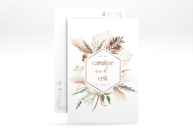 Save the Date-Karte Bohemian A6 Karte hoch weiss rosegold