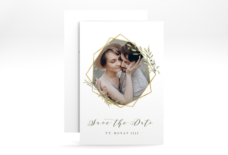 Save the Date-Karte Acacia A6 Karte hoch weiss gold