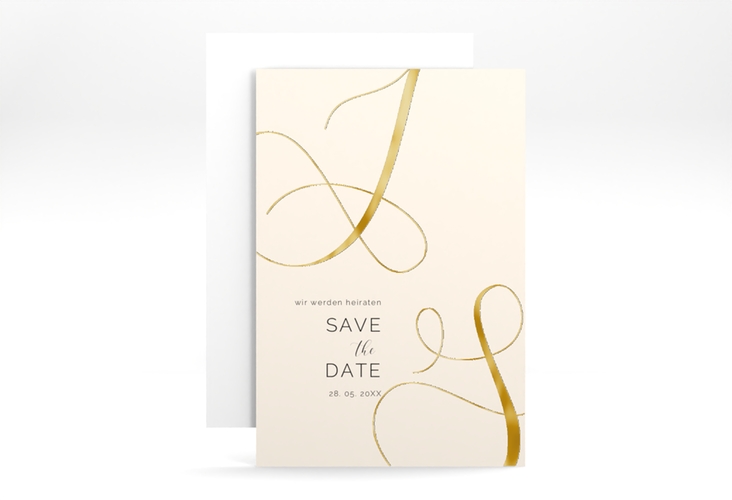 Save the Date-Karte Eheschließung A6 Karte hoch beige gold
