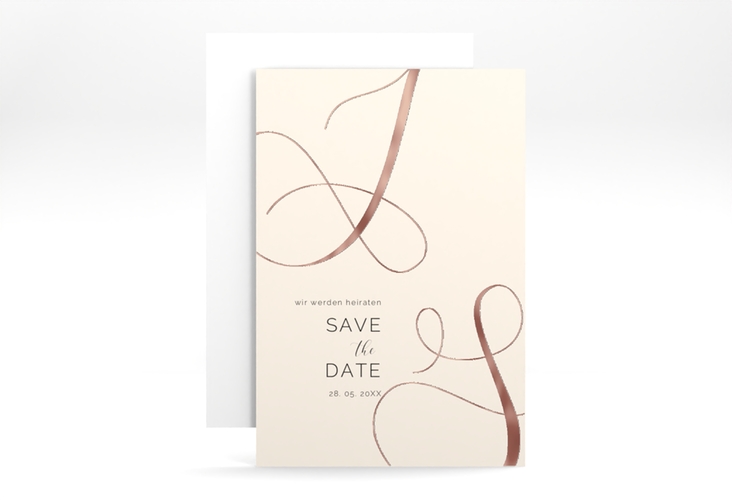 Save the Date-Karte Eheschließung A6 Karte hoch beige rosegold