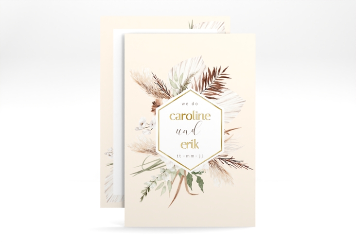 Save the Date-Karte Bohemian A6 Karte hoch beige gold