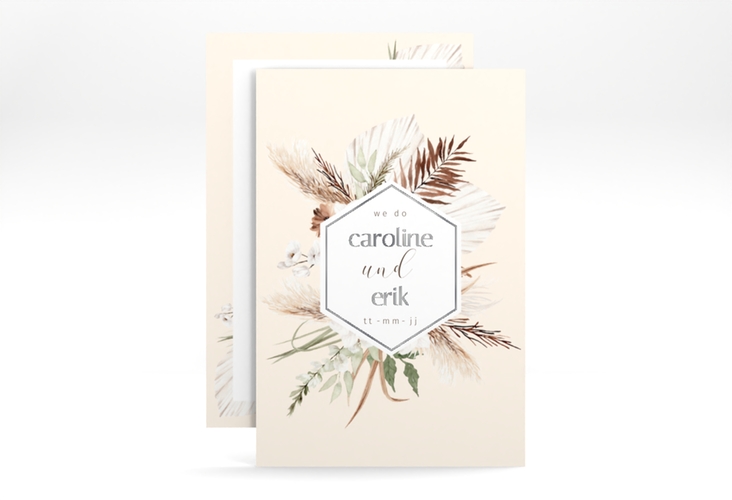 Save the Date-Karte Bohemian A6 Karte hoch beige silber