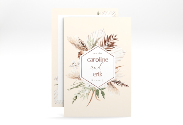 Save the Date-Karte Bohemian A6 Karte hoch beige rosegold