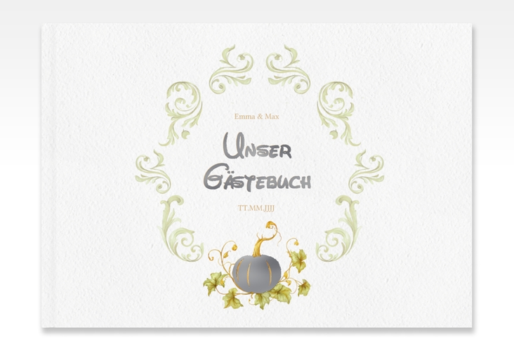 Gästebuch A4 quer Märchenhaft A4 quer, Hardcover gruen silber