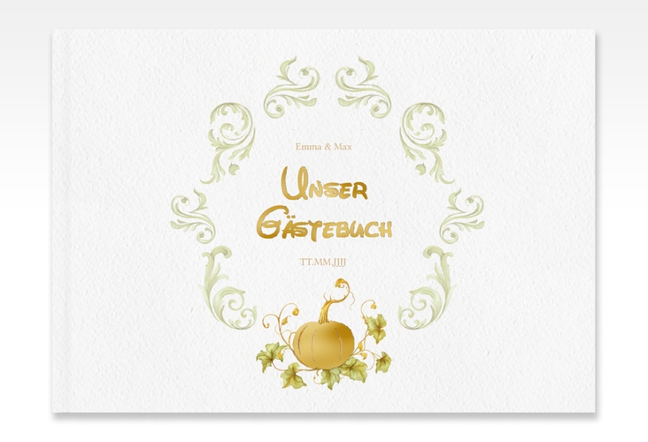 Gästebuch A4 quer Märchenhaft A4 quer, Hardcover gruen gold