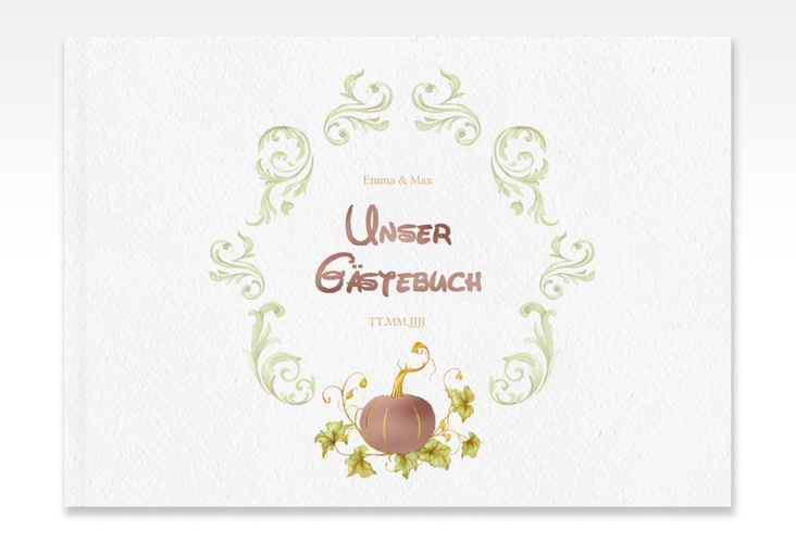 Gästebuch A4 quer Märchenhaft A4 quer, Hardcover gruen rosegold