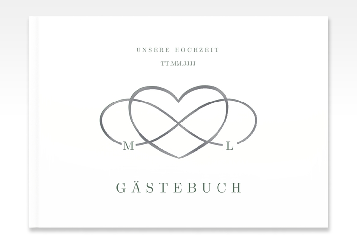 Gästebuch A4 quer Infinity A4 quer, Hardcover gruen silber