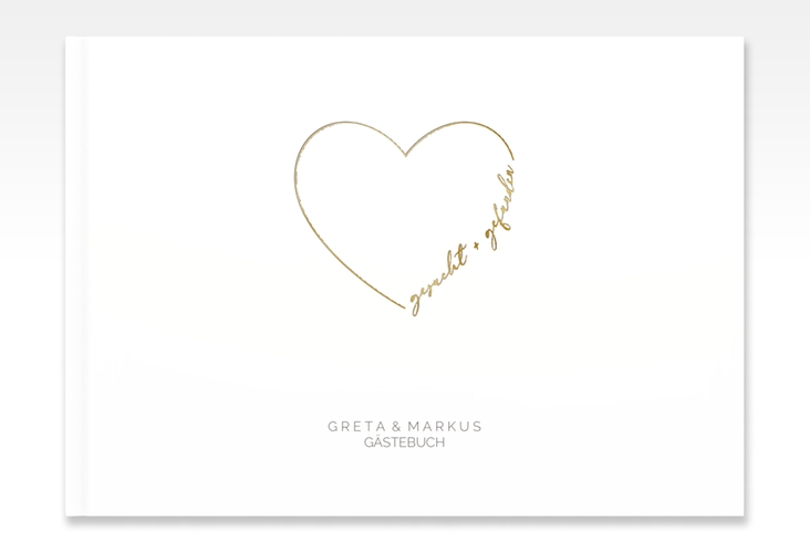 Gästebuch A4 quer Lebenstraum A4 quer, Hardcover weiss gold