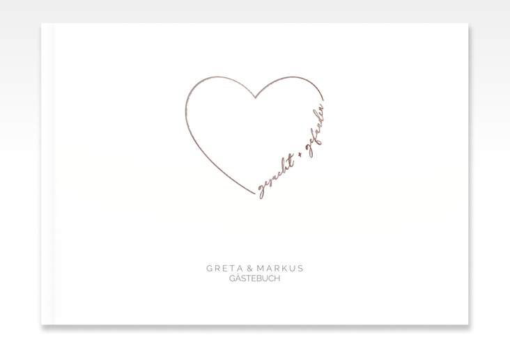Gästebuch A4 quer Lebenstraum A4 quer, Hardcover weiss rosegold