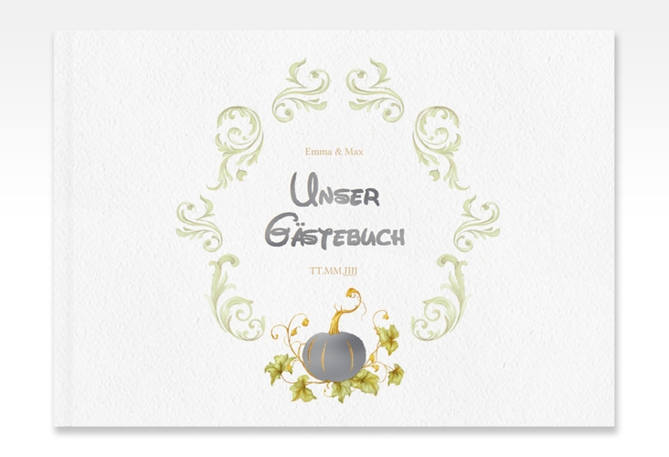 Gästebuch A4 quer Märchenhaft A4 quer, Hardcover gruen silber