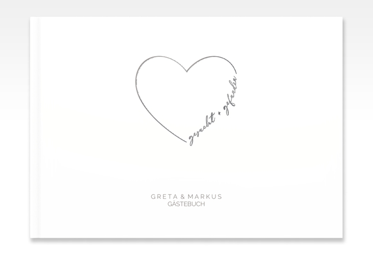 Gästebuch A4 quer Lebenstraum A4 quer, Hardcover weiss silber