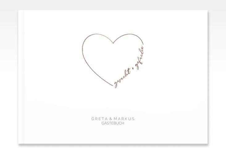 Gästebuch A4 quer Lebenstraum A4 quer, Hardcover weiss rosegold