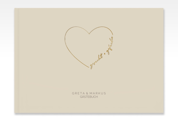 Gästebuch A4 quer Lebenstraum A4 quer, Hardcover beige gold