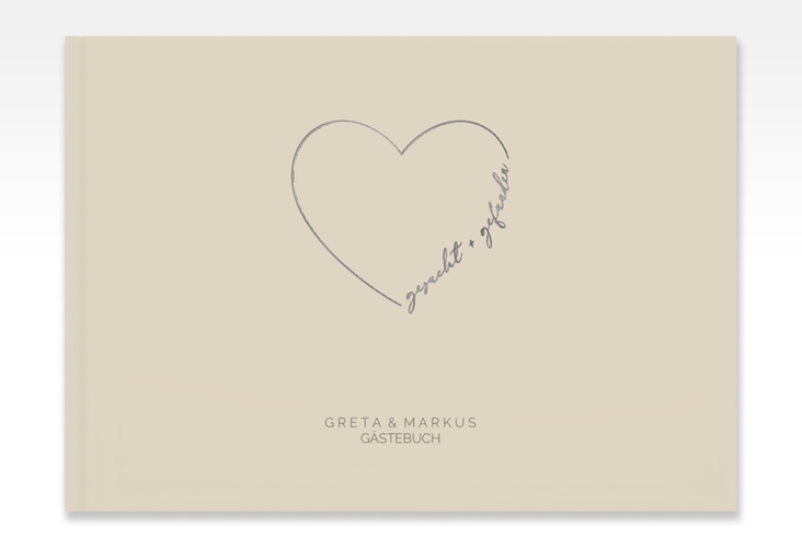 Gästebuch A4 quer Lebenstraum A4 quer, Hardcover beige silber