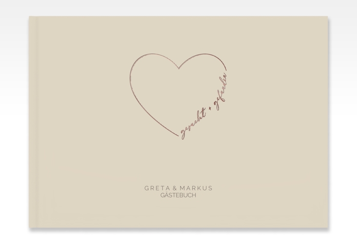 Gästebuch A4 quer Lebenstraum A4 quer, Hardcover beige rosegold
