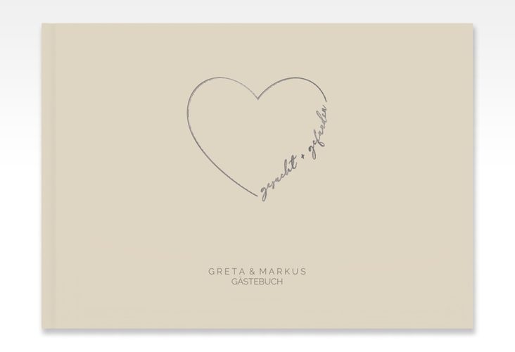 Gästebuch A4 quer Lebenstraum A4 quer, Hardcover beige silber