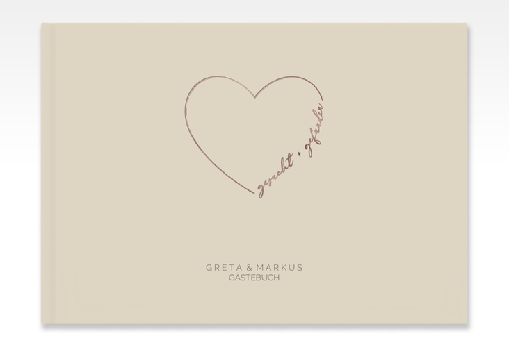 Gästebuch A4 quer Lebenstraum A4 quer, Hardcover beige rosegold