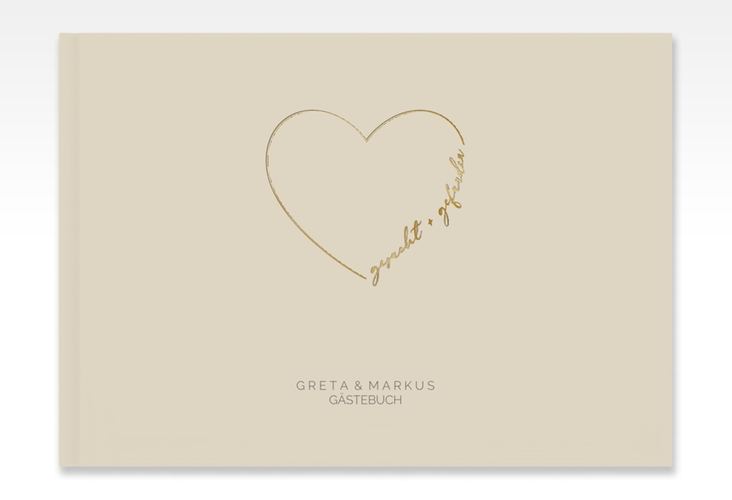 Gästebuch A4 quer Lebenstraum A4 quer, Hardcover beige gold