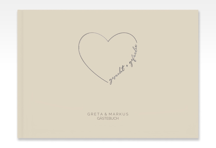 Gästebuch A4 quer Lebenstraum A4 quer, Hardcover beige silber