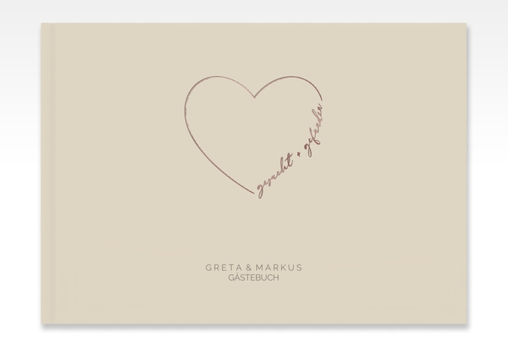 Gästebuch A4 quer Lebenstraum A4 quer, Hardcover beige rosegold