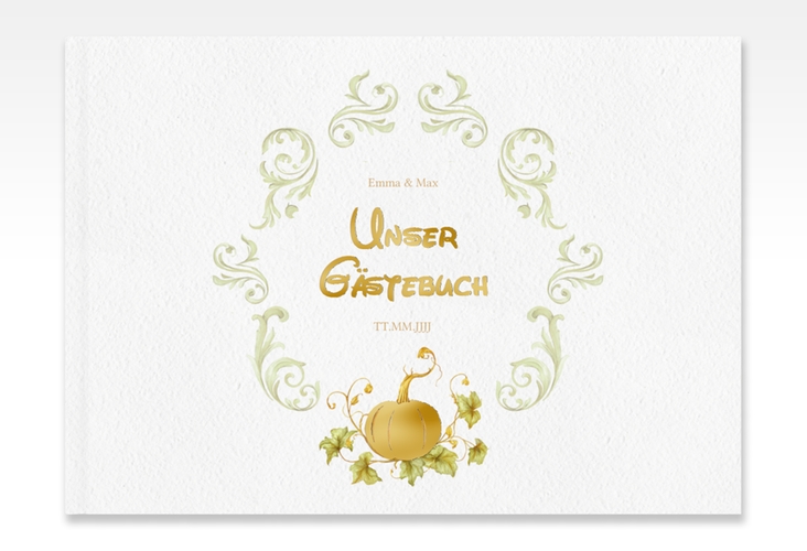 Gästebuch A4 quer Märchenhaft A4 quer, Hardcover gruen gold
