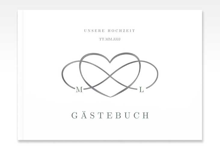 Gästebuch A4 quer Infinity A4 quer, Hardcover gruen silber