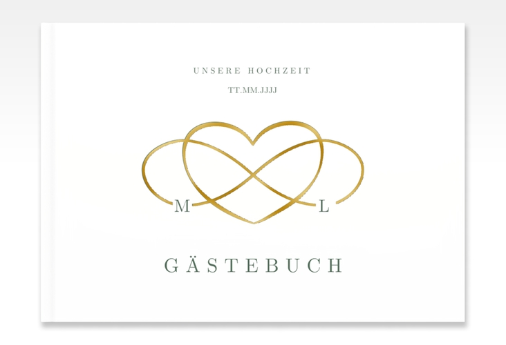 Gästebuch A4 quer Infinity A4 quer, Hardcover gruen gold