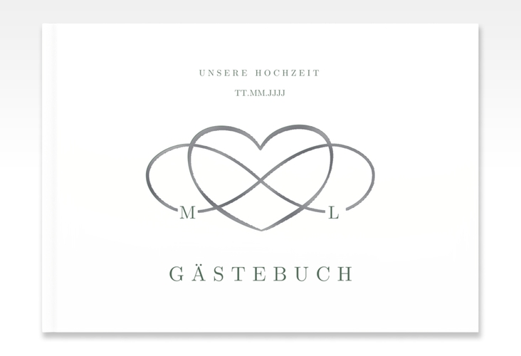 Gästebuch A4 quer Infinity A4 quer, Hardcover gruen silber