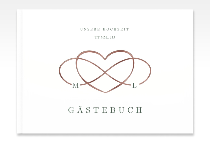 Gästebuch A4 quer Infinity A4 quer, Hardcover gruen rosegold