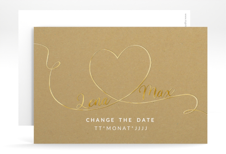 Change the Date-Karte Herzensbund A6 Karte quer weiss gold