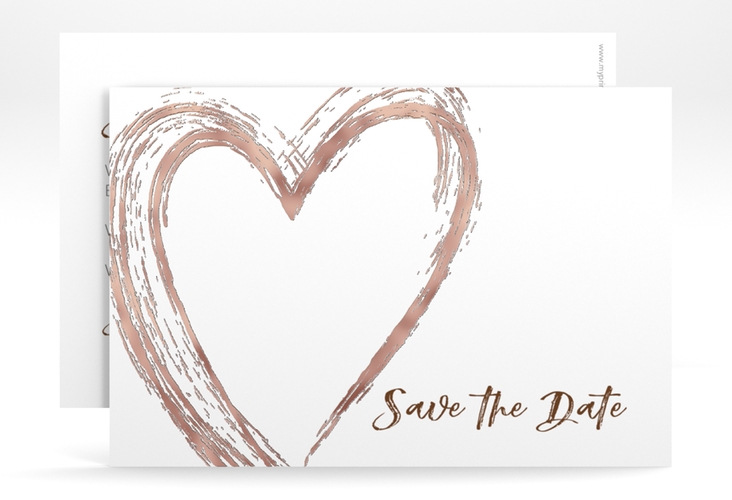 Save the Date-Karte Liebe A6 Karte quer braun rosegold