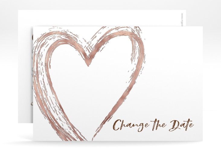 Change the Date-Karte Liebe A6 Karte quer braun rosegold