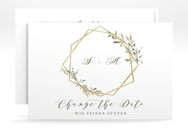 Change the Date-Karte Acacia A6 Karte quer weiss gold