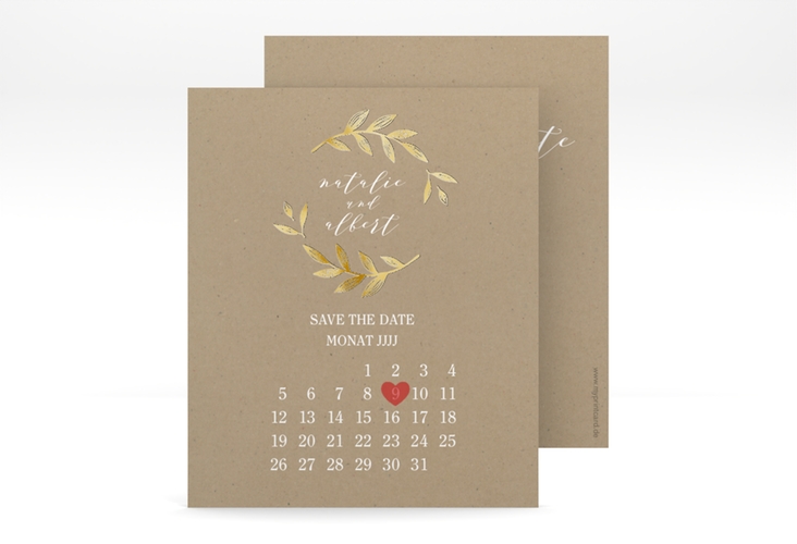 Save the Date-Kalenderblatt Naturelove Kalenderblatt-Karte weiss gold