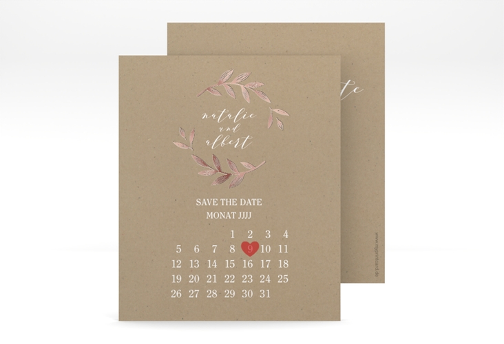 Save the Date-Kalenderblatt Naturelove Kalenderblatt-Karte weiss rosegold