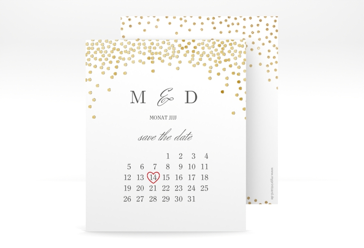 Save the Date-Kalenderblatt "Glitter" Kalenderblatt-Karte weiss gold