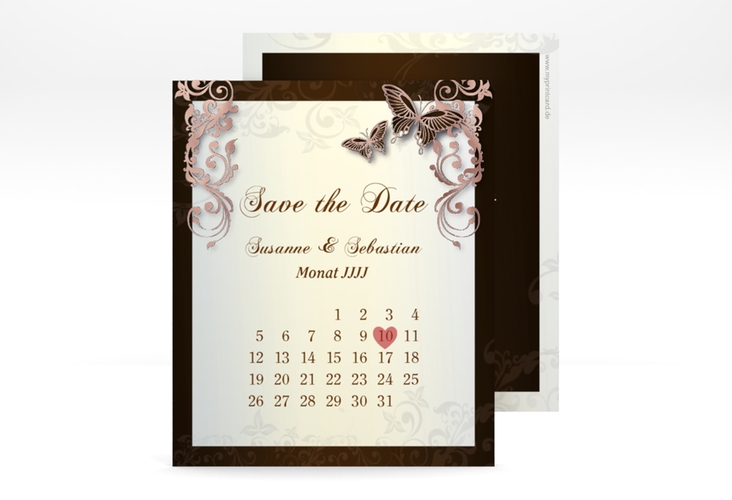 Save the Date-Kalenderblatt Toulouse Kalenderblatt-Karte braun rosegold