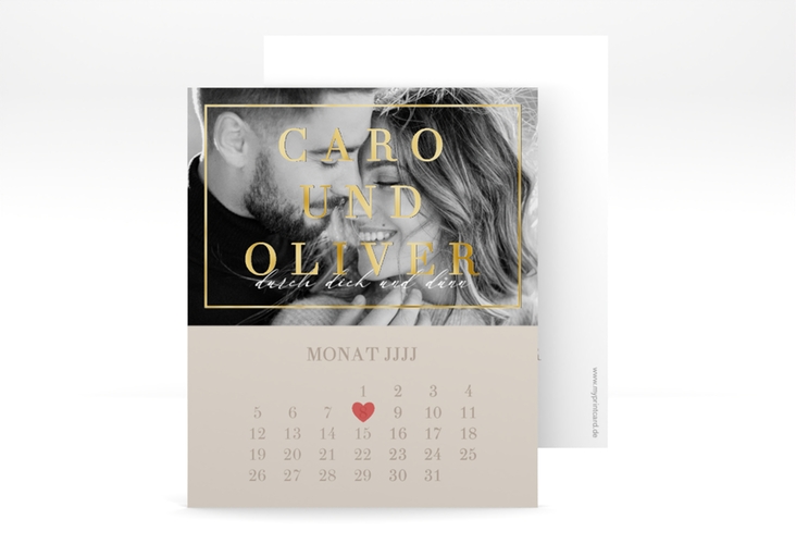 Save the Date-Kalenderblatt "Moment" Kalenderblatt-Karte beige gold