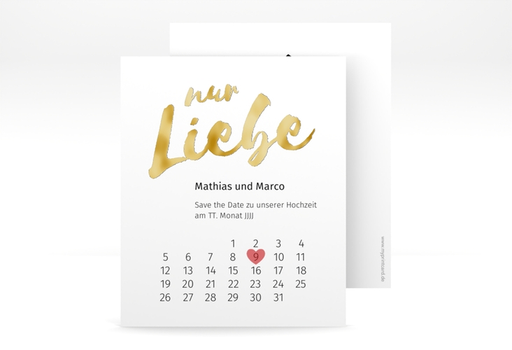 Save the Date-Kalenderblatt Message Kalenderblatt-Karte weiss gold